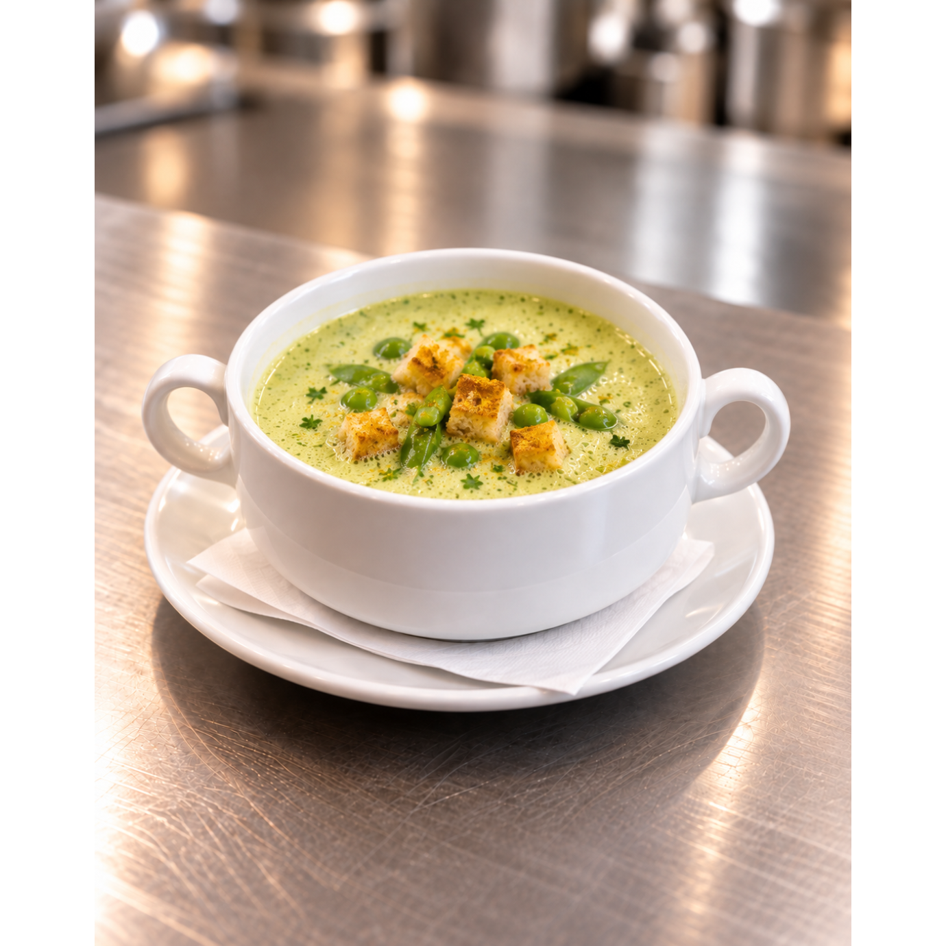 Zuckererbsenschaumsuppe 