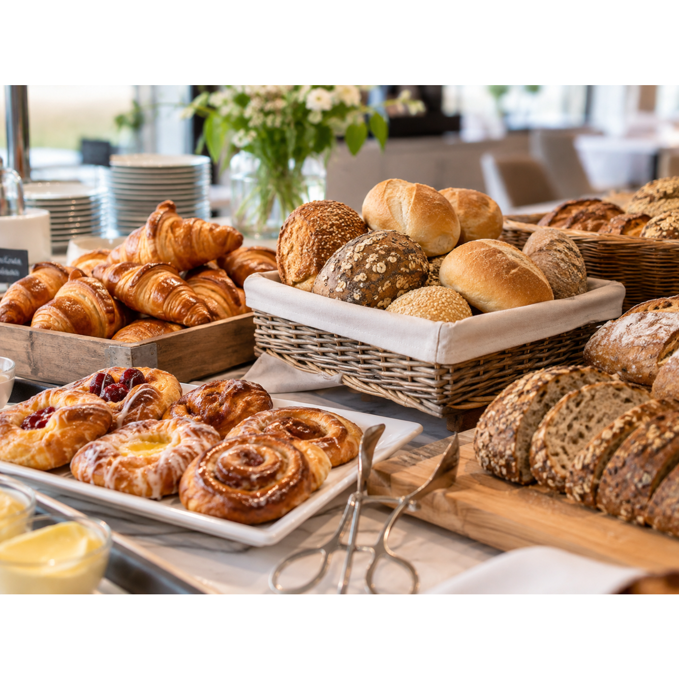 Verschiede Brötchen, Brot, Croissants, Dänisches Plundergebäck