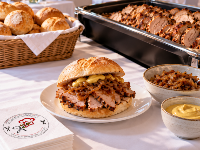 Spießbraten im Brötchen