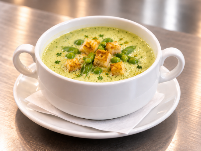 Zuckererbsenschaumsuppe 